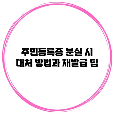 주민등록증 분실 시 대처 방법과 재발급 팁
