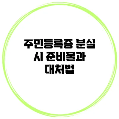 주민등록증 분실 시 준비물과 대처법