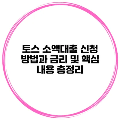 토스 소액대출 신청 방법과 금리 및 핵심 내용 총정리