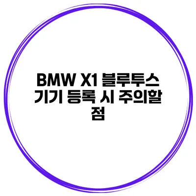 BMW X1 블루투스 기기 등록 시 주의할 점