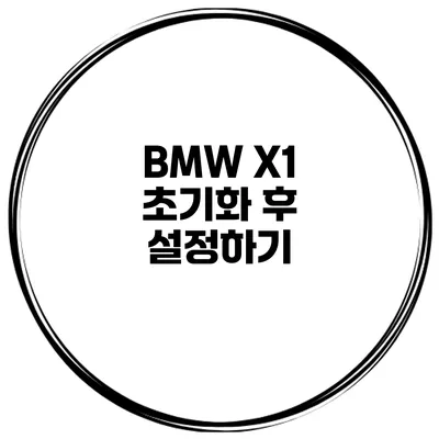 BMW X1 초기화 후 설정하기