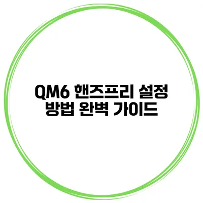 QM6 핸즈프리 설정 방법 완벽 가이드