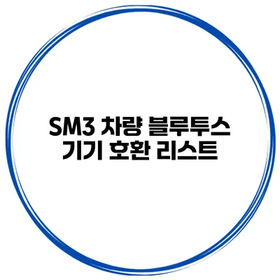 SM3 차량 블루투스 기기 호환 리스트