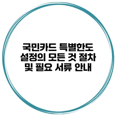 국민카드 특별한도 설정의 모든 것: 절차 및 필요 서류 안내