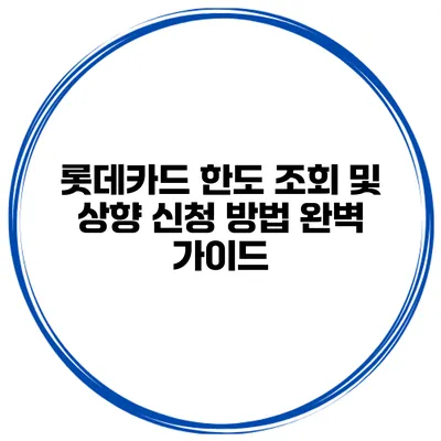 롯데카드 한도 조회 및 상향 신청 방법 완벽 가이드