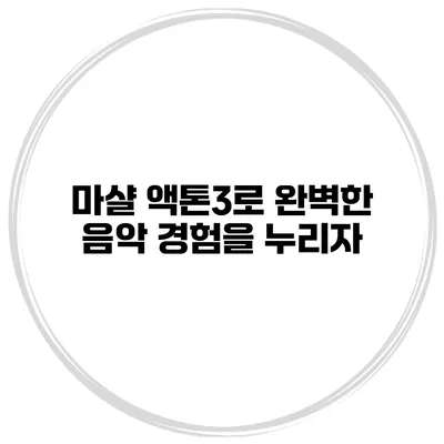 마샬 액톤3로 완벽한 음악 경험을 누리자