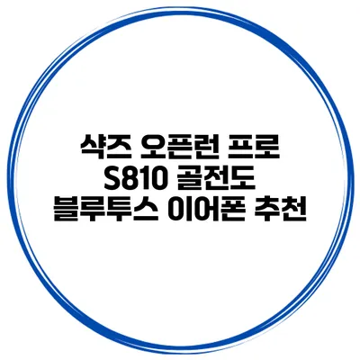 샥즈 오픈런 프로 S810 골전도 블루투스 이어폰 추천