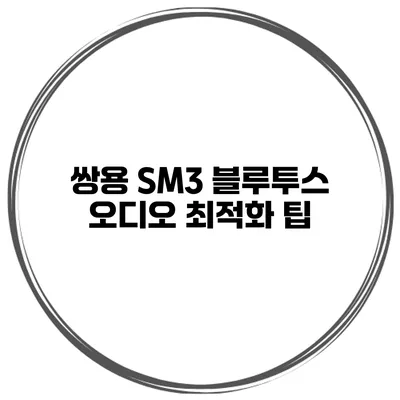 쌍용 SM3 블루투스 오디오 최적화 팁