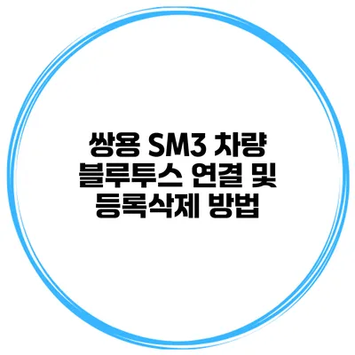 쌍용 SM3 차량 블루투스 연결 및 등록/삭제 방법