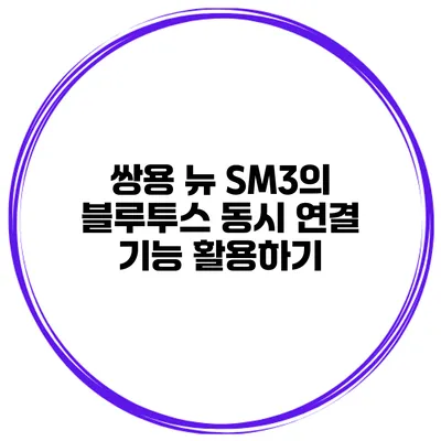 쌍용 뉴 SM3의 블루투스 동시 연결 기능 활용하기