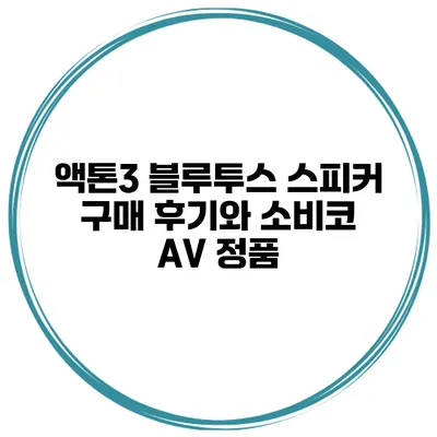 액톤3 블루투스 스피커 구매 후기와 소비코 AV 정품