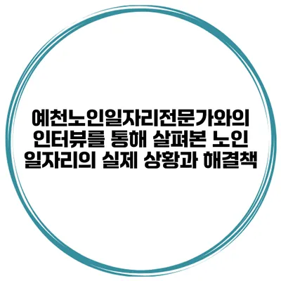예천노인일자리전문가와의 인터뷰를 통해 살펴본 노인 일자리의 실제 상황과 해결책